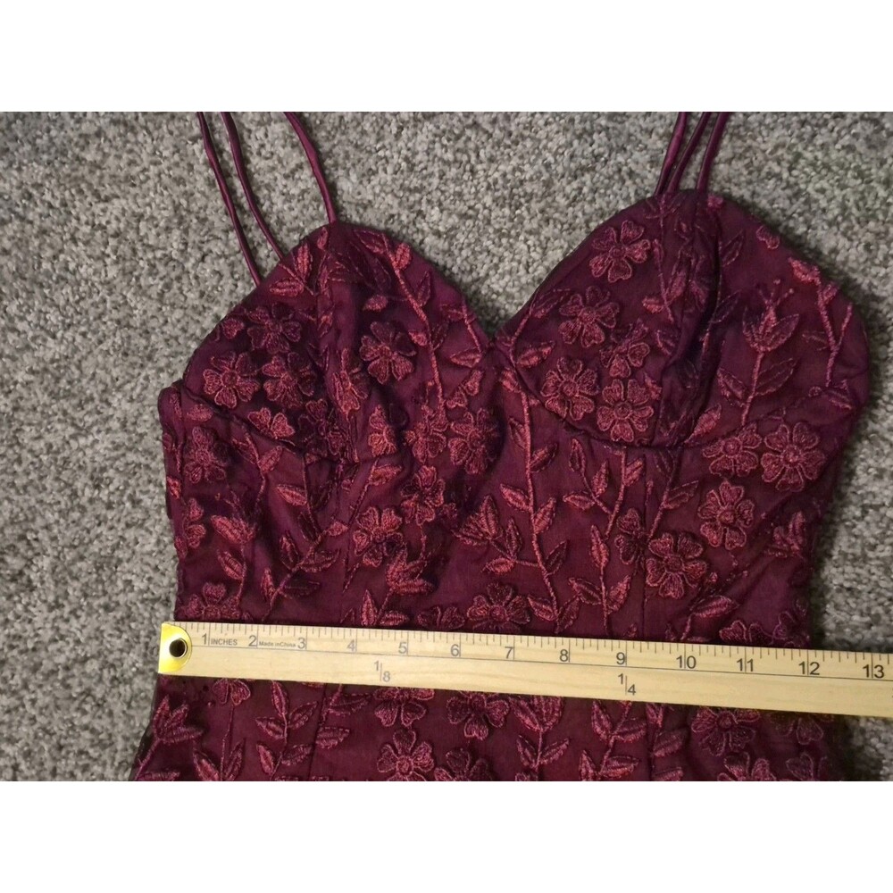 Lulus Lavish Lifestyle Burgundy Enbroidered Ruffled Mini Dress S Floral Flirty - Picture 6 of 10